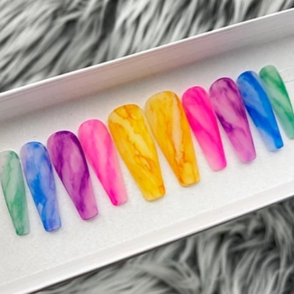 Handmade XL Coffin Hard Gel Press On Nails